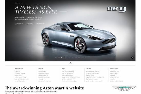 Aston Martinova spletna stran nagrajena